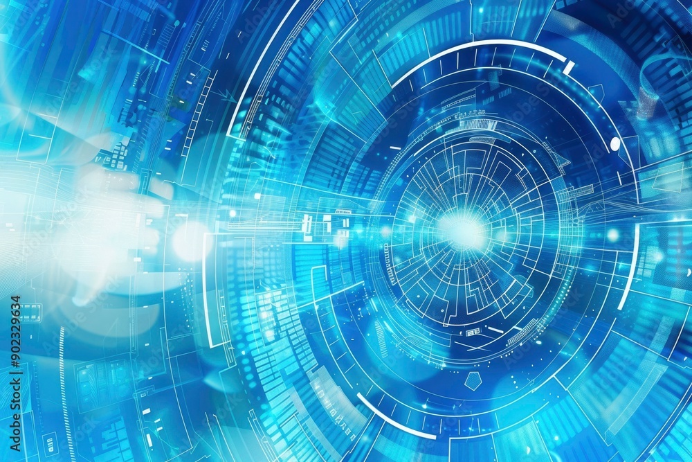 Abstract Blue Digital Interface with Circular Pattern Abstract Blue Digital Interface with Circular Pattern