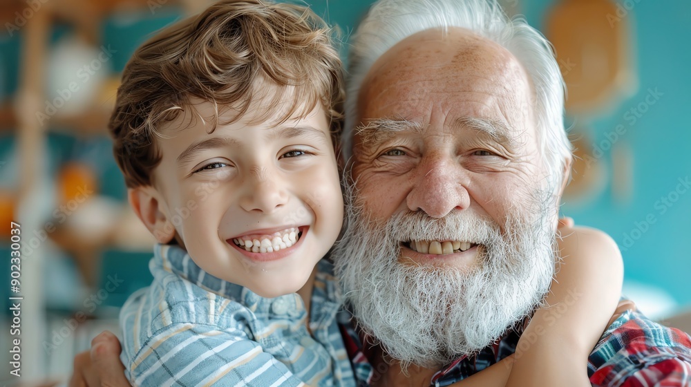 A joyful moment between a boy and his grandfather, showcasing the warmth of family love and connection. A joyful moment between a boy and his grandfather, showcasing the warmth of family love and connection.