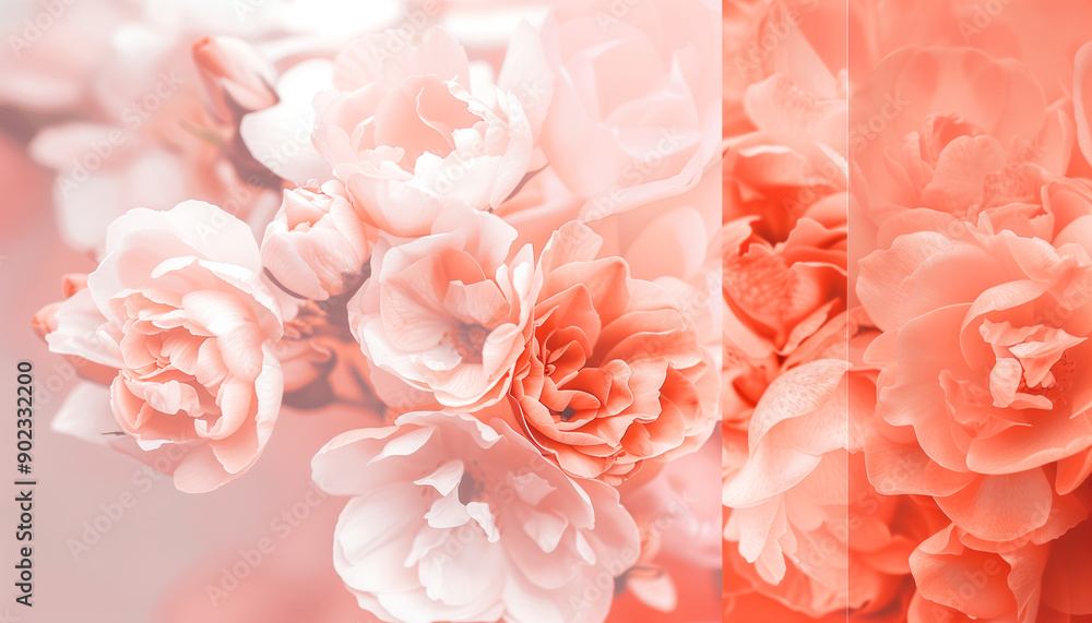 custom made wallpaper toronto digitalA minimalist abstract floral artwork using Pale Peach, Light Coral, Deep Black, and Pure White. Highlights color contrast and harmony, ideal for modern and refined designs.