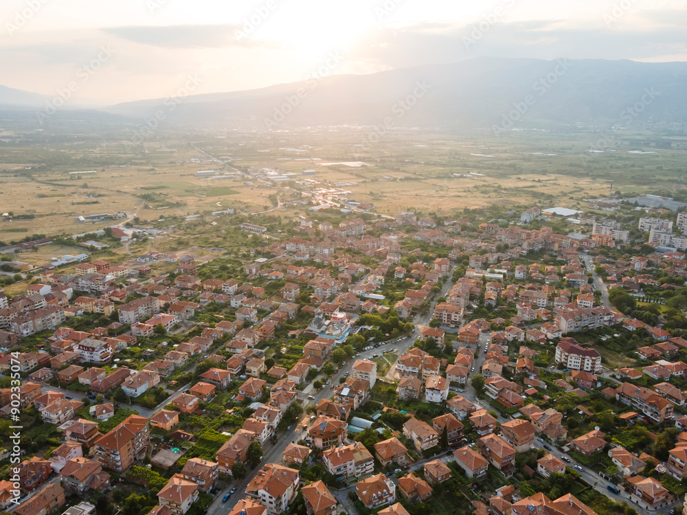 Obraz premium Aerial view of town of Petrich, Bulgaria