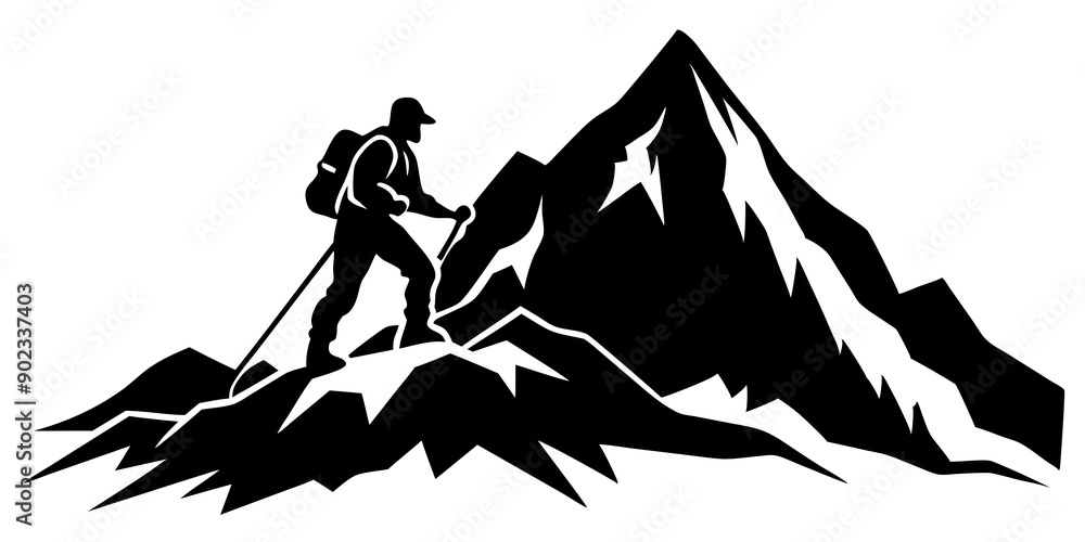 Silhouette of Mountain Climber and Hiker: Scenic Rock Climbing Scenes Silhouette of Mountain Climber and Hiker: Scenic Rock Climbing Scenes
