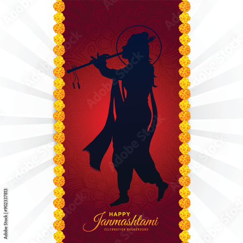 Beautiful religious krishna janmashtami card background