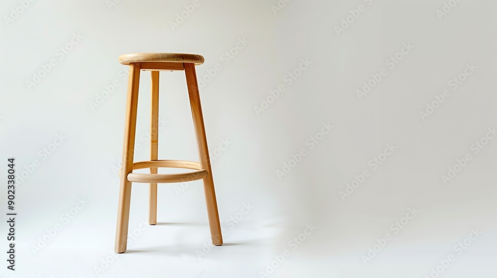 **Assistant** The image is a simple product shot of a wooden stool. The stool is made of light-colored wood and has a round seat and four legs. **Assistant** The image is a simple product shot of a wooden stool. The stool is made of light-colored wood and has a round seat and four legs.