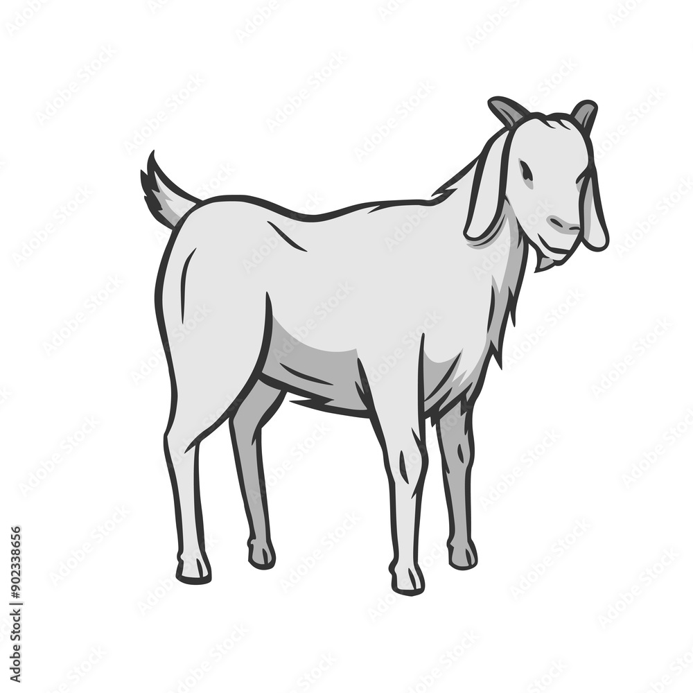 Obraz premium Hand drawn, flat, vector goat outline design
