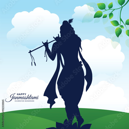 Shree krishna janmashtami festival holiday card background