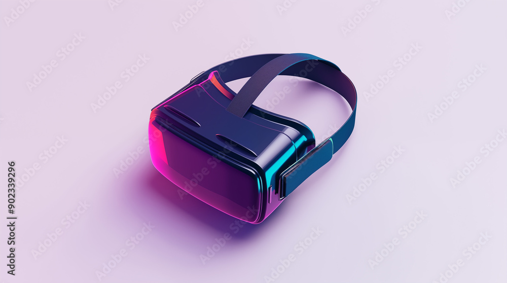 Isometric 3D View of a VR Headset on Plain White Background Isometric 3D View of a VR Headset on Plain White Background