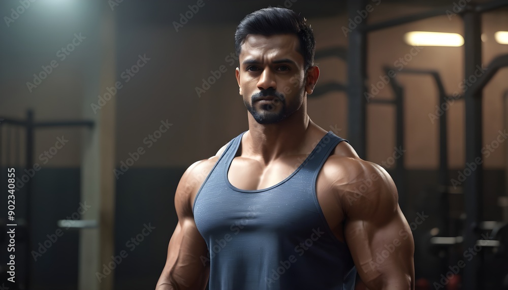 Fototapeta premium Bodybuilder portrait in Dark