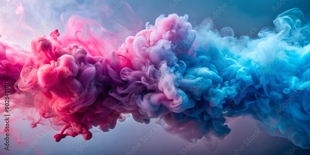 Colorful swirling cloud of smoke in pink and blue hues, blue, mystical, art, beauty, fog, colorful, design, magical, dreamy, fantasy, eye level, elegance, mist, vibrant, pink, swirl