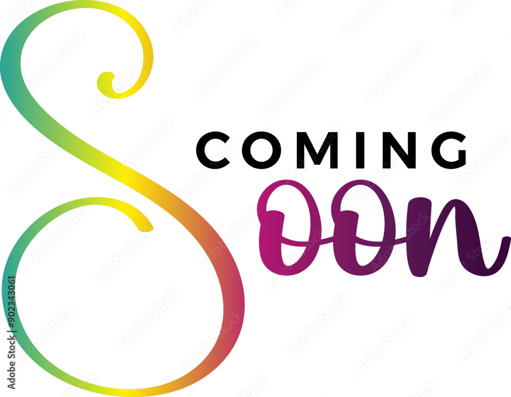 Naklejka premium coming soon gradient text, coming soon sooner opening of the shop or brand or company