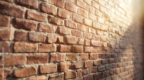 Old brown brick wall with sunbeam, empty background