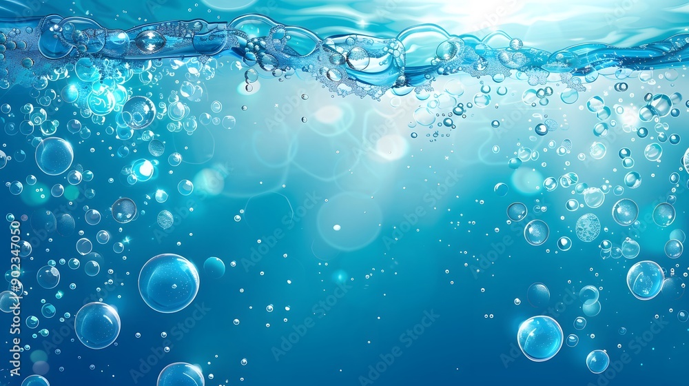 blue water surface with splash and air bubbles on white backgtround blue water surface with splash and air bubbles on white backgtround