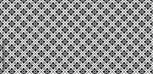 Geometric Thai style flower black and white vector seamless pattern for background and wallpaper eps.