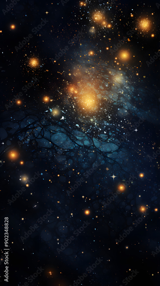 Fototapeta premium Cosmic space nebula starry sky abstract poster background with generative
