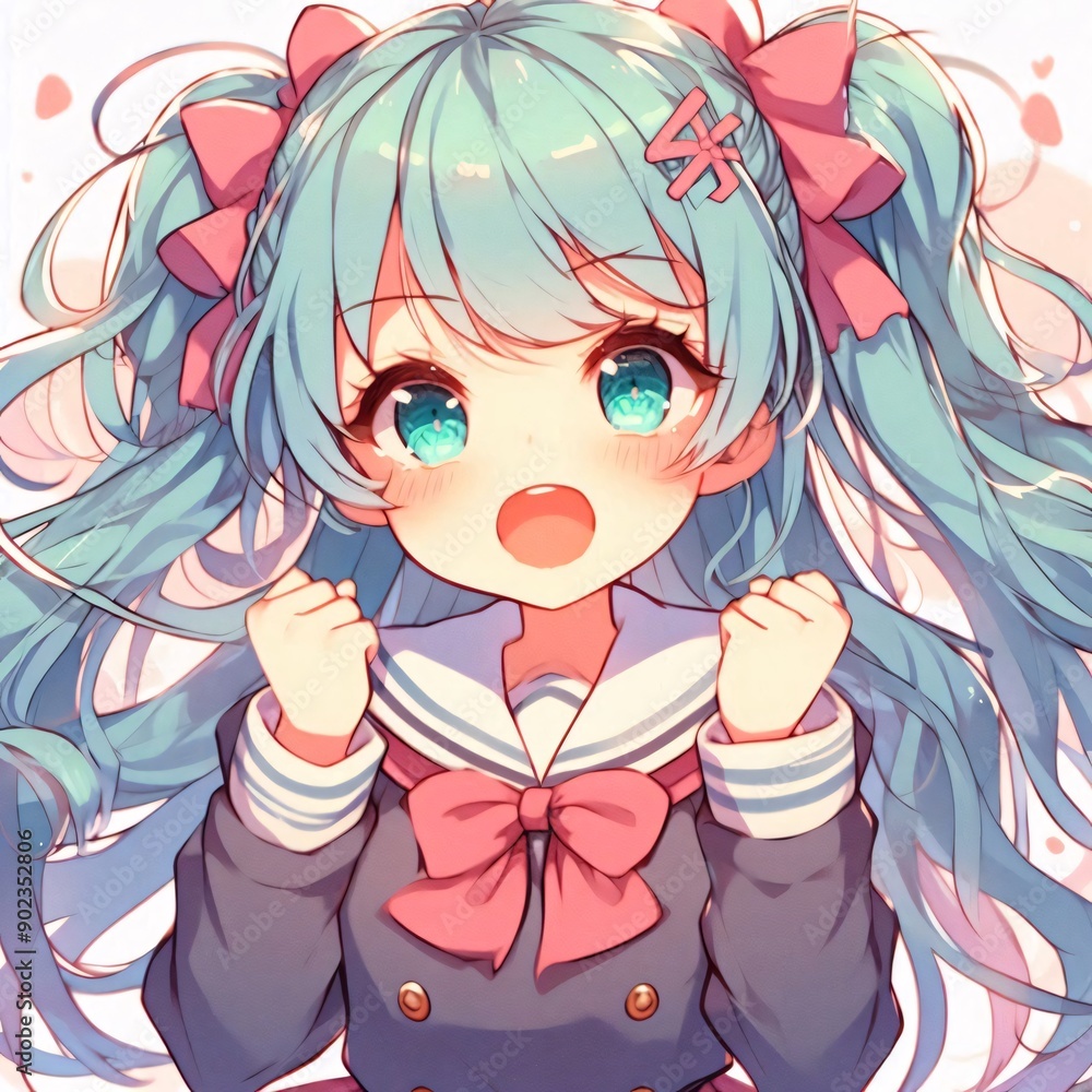 Anime Illustration: Emotional Turquoise Eyes of a Manga Girl Anime Illustration: Emotional Turquoise Eyes of a Manga Girl
