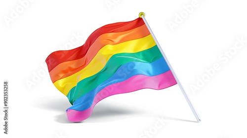 Rainbow flag on white background