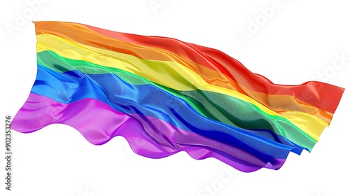 Rainbow flag on white background