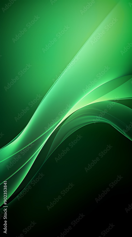 Obraz premium Digital technology green rhythm wavy line abstract graphic poster background with generative
