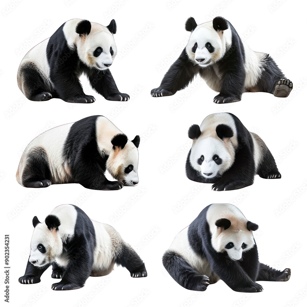 Obraz premium set photo of panda isolated on white transparant background