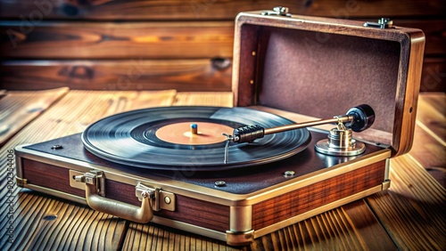 A vintage turntable with a gramophone. photo