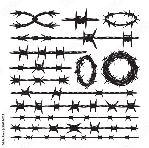 Barber Wire set isolated white background.  Vector illustration can used web design