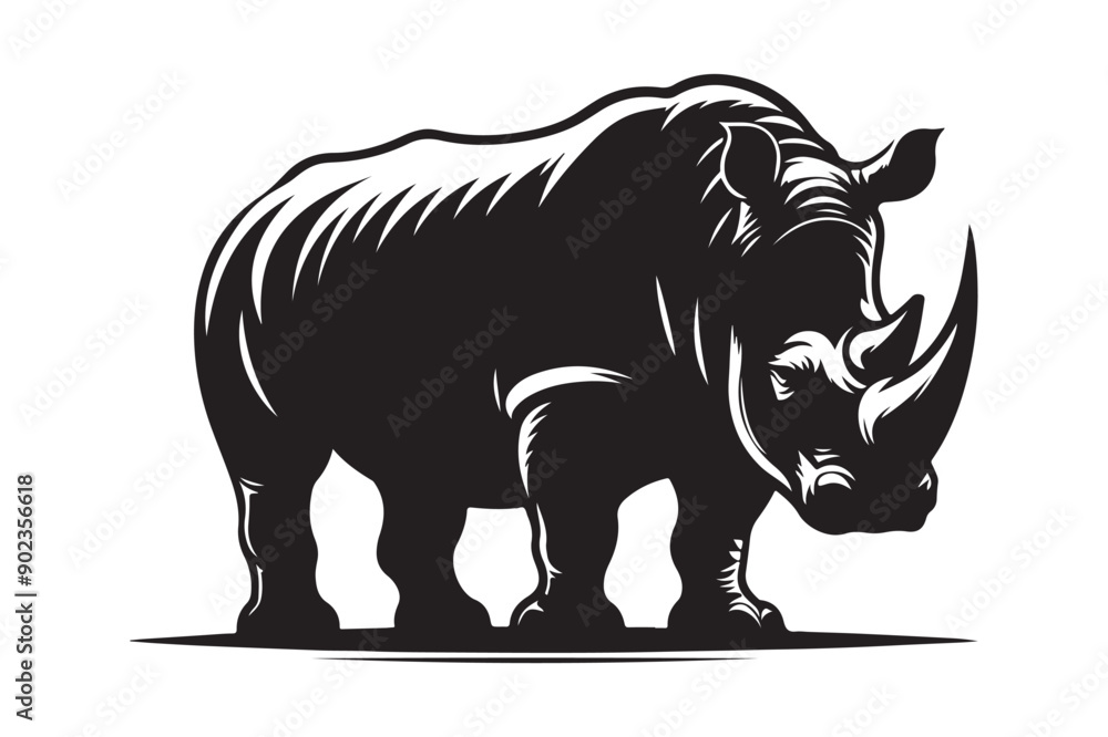 rhino silhouette vector illustration - Generative AI rhino silhouette vector illustration - Generative AI