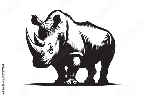 rhinoceros silhouette vector illustration on white background