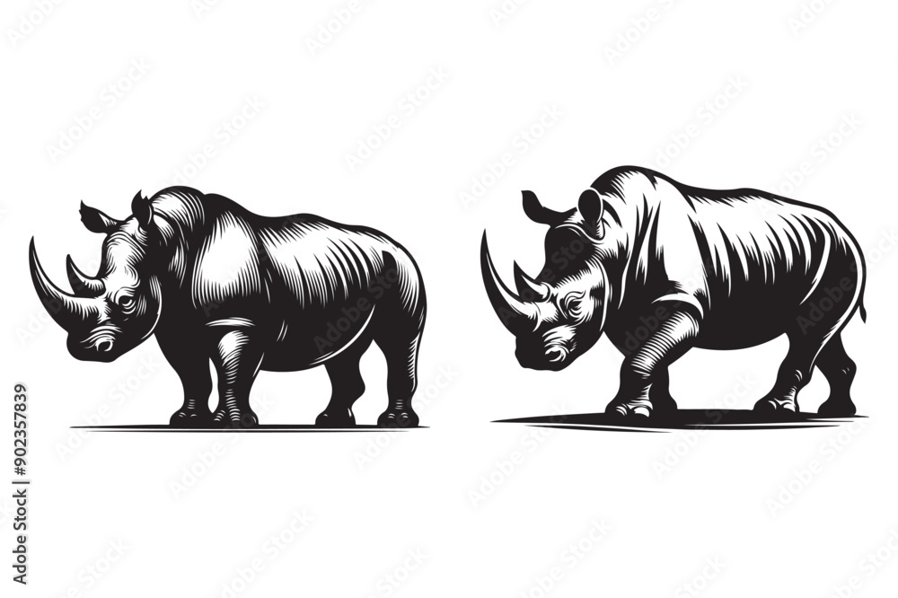 rhino silhouette vector illustration - Generative AI rhino silhouette vector illustration - Generative AI