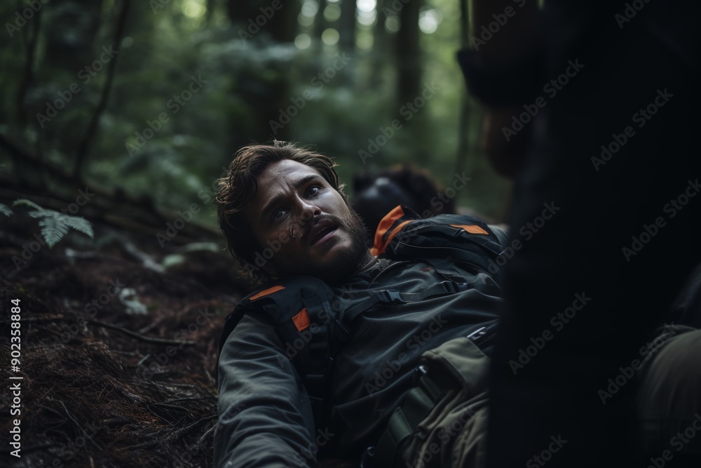 Administering crucial first aid for a victim with a serious fractured arm injury