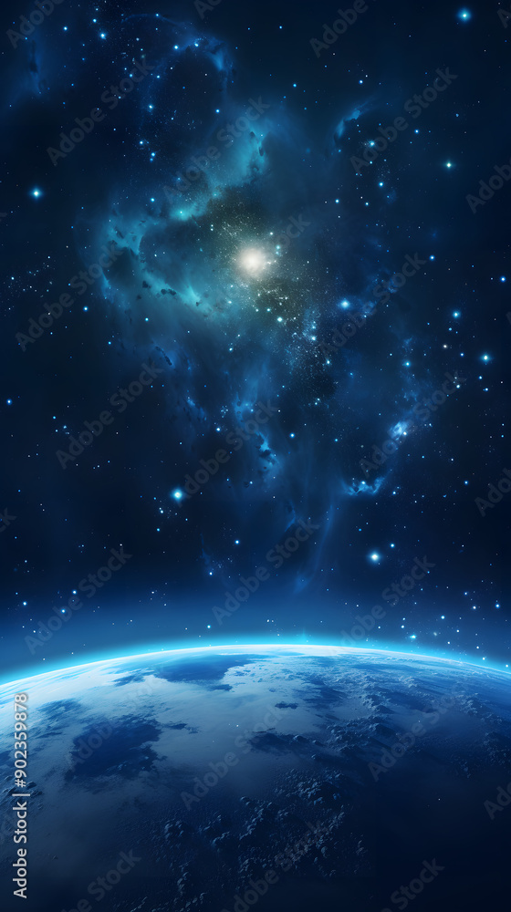 Obraz premium Digital technology universe earth abstract graphic poster background with generative