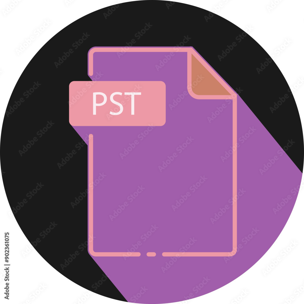 PST File fomat minimal icon with circle outside PST File fomat minimal icon with circle outside
