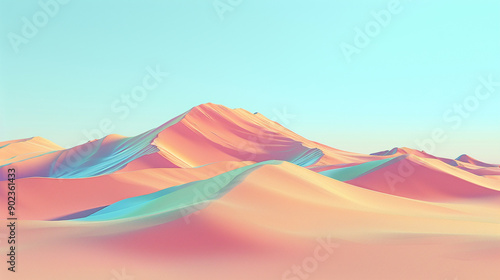 the serene beauty of desert mirages, shimmering like mirrages in the distance under the intense desert heat. photo