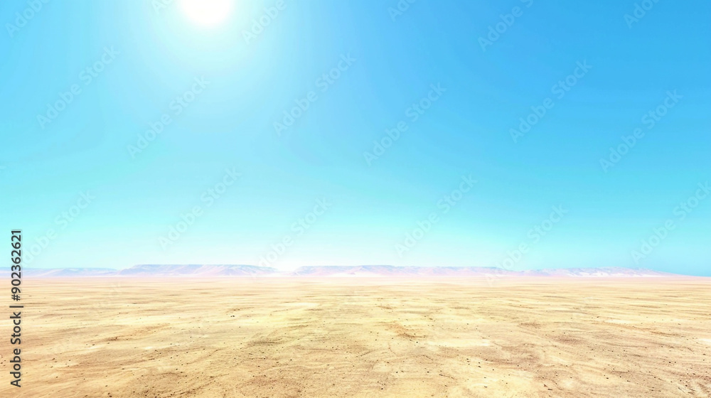 the vastness of the desert horizon, stretching out endlessly in all directions under the clear blue sky. the vastness of the desert horizon, stretching out endlessly in all directions under the clear blue sky.