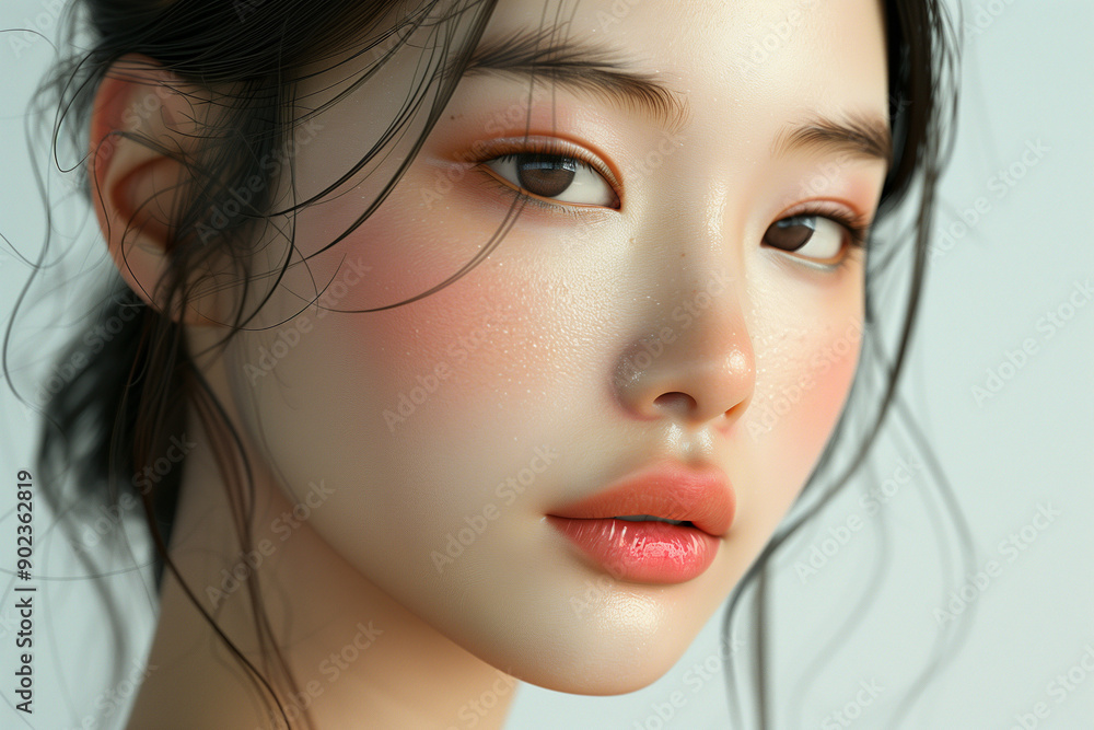 close up portrait of a asian womanAsian woman model with korean makeup style on face and perfect skin close up portrait of a asian womanAsian woman model with korean makeup style on face and perfect skin