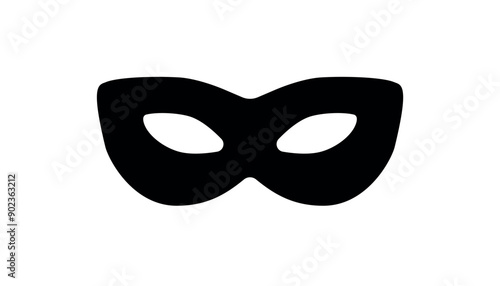 Mask superhero or villain, isolated black icon. Face or eye mask, template. Simple robber. Silhouette costume hero. Vector illustration