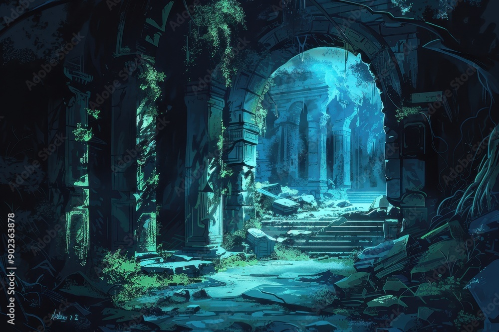 Mysterious overgrown ruins of an ancient forgotten temple Mysterious overgrown ruins of an ancient forgotten temple