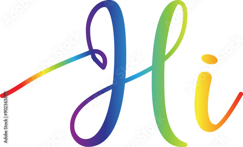 HI. Banner, speech bubble, poster and sticker concept, geometric memphis style with text Hi. Icon balloon with quote message hi or hello for banner, poster. Explosion burst design. Vector Illustration