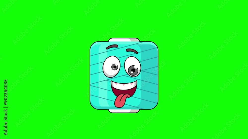 Funny face animation of yarn spool cartoon, mascot on a greenscreen Funny face animation of yarn spool cartoon, mascot on a greenscreen