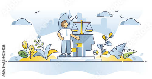 Integrity and ethical moral principles as core values outline concept, transparent background. Honesty and trust as positive legal behavior illustration.