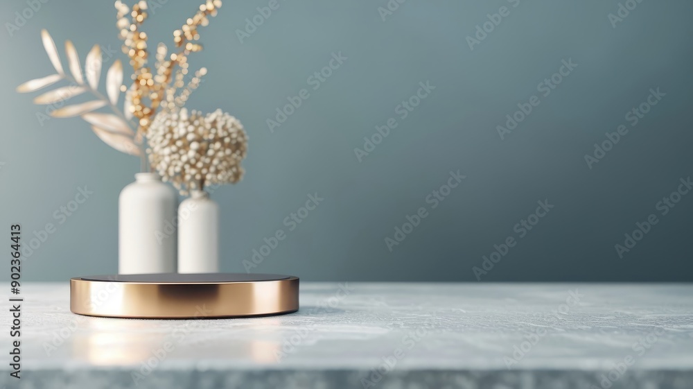 Gold podium with a black backdrop and abstract gold accents, designed for prestigious product showcases and award events. Gold podium with a black backdrop and abstract gold accents, designed for prestigious product showcases and award events.