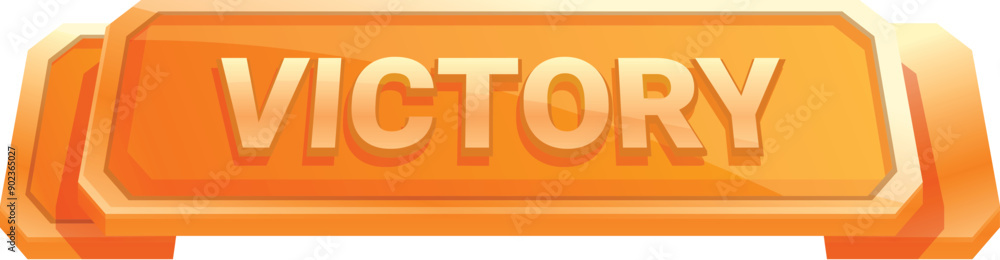 Orange victory sign with gold trim announcing winning status in an online game Orange victory sign with gold trim announcing winning status in an online game