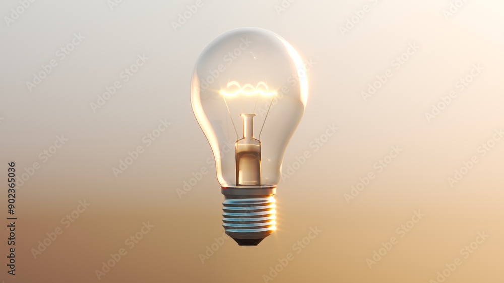 Idea concept of light bulb on sunset blurry background. 3D Rendering Idea concept of light bulb on sunset blurry background. 3D Rendering