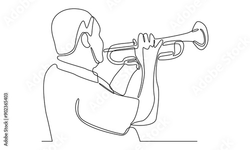 continuous line art of saxophone player vector illustration