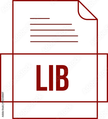 LIB File icon crisp thick outline sharp corners