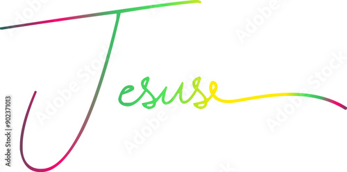 Jesus. Hand-drawn lettering. Christian quote. Solid outlines isolated in white. Black calligraphy. typography design for poster, t-shirt