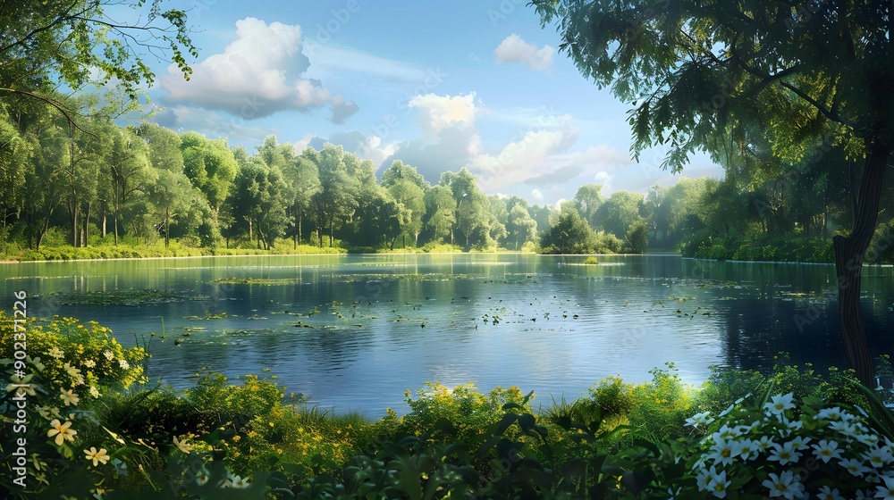 Fototapeta premium The reservoir forms a small lake img