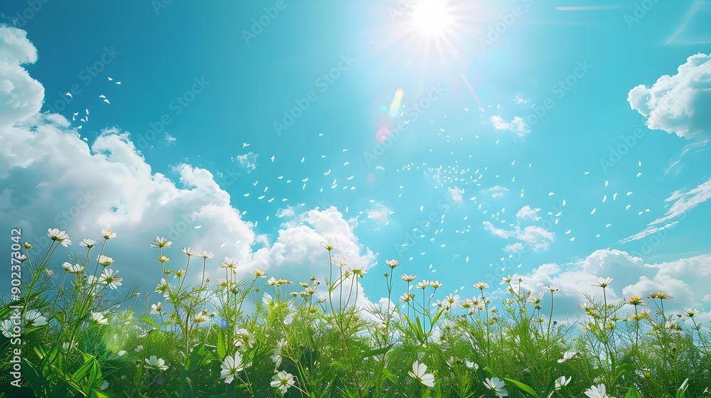 Day gentle clouds float across the sky illuminated Day gentle clouds float across the sky illuminated