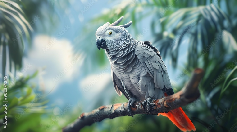 Obraz premium A gray parrot