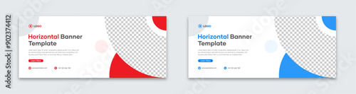Horizontal banner template. Set of business promotion and website banner templates. Editable web banner and social media cover designs for digital marketing and advertising