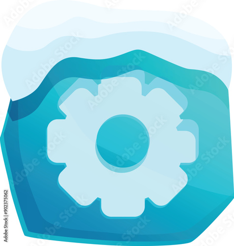 Gear covered with snow symbolizing the halt of activity during winter