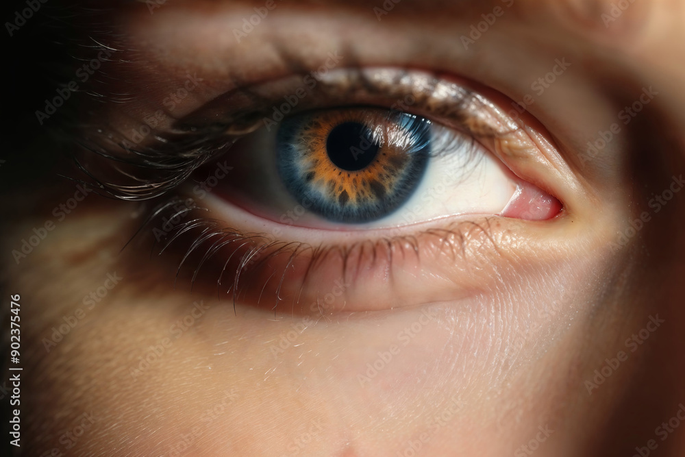 Fototapeta premium Close-up of a beautiful woman's eye with long eyelashes 